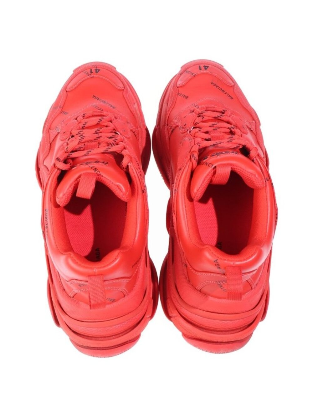 Balenciaga Triple S Trainers Low Cut Sneakers Red - Picture 4 of 6